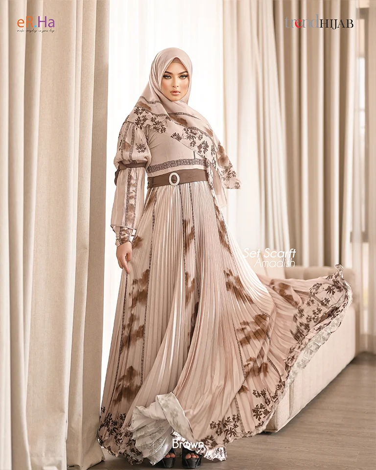 Set Scarf Dress Amadish Brown