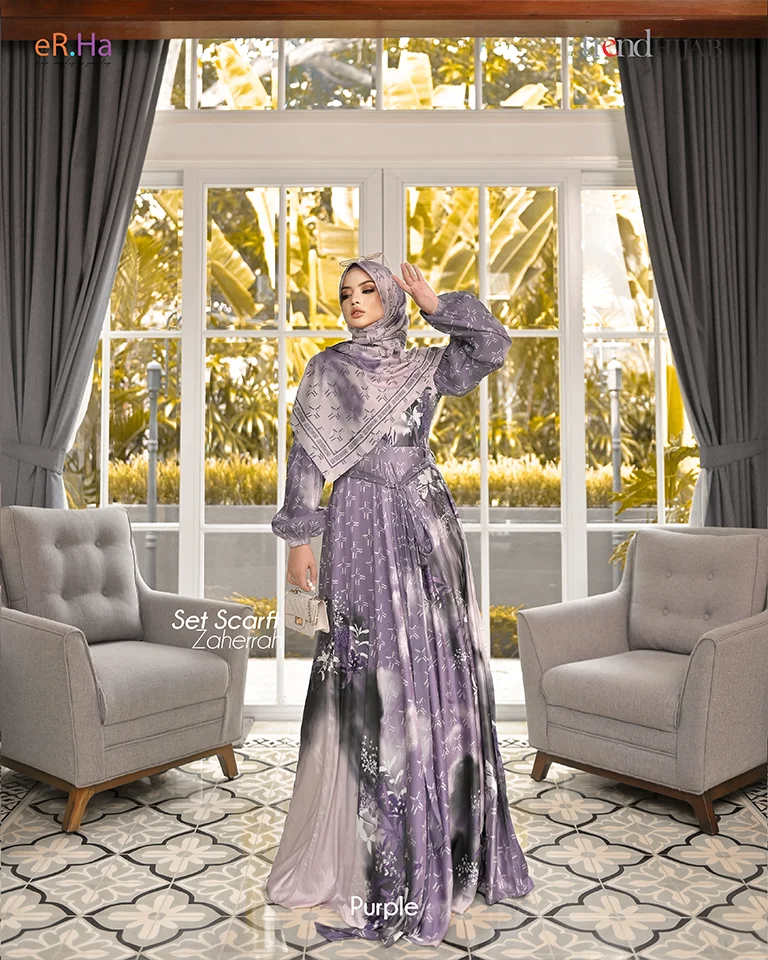 Set Scarf Dress Zaherrah Purple